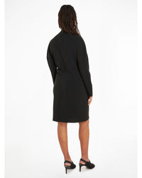 Calvin Klein - Structure Twill LS Shift Dress in Black - Rear View