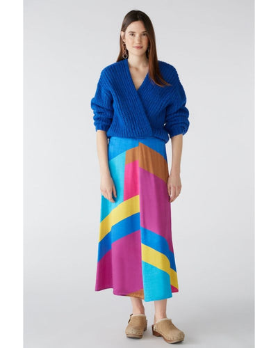 Oui - Midi Skirt in Blue - Front View