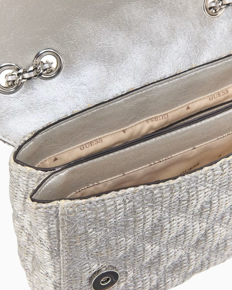 Close-up of Guess bag interior with two compartments