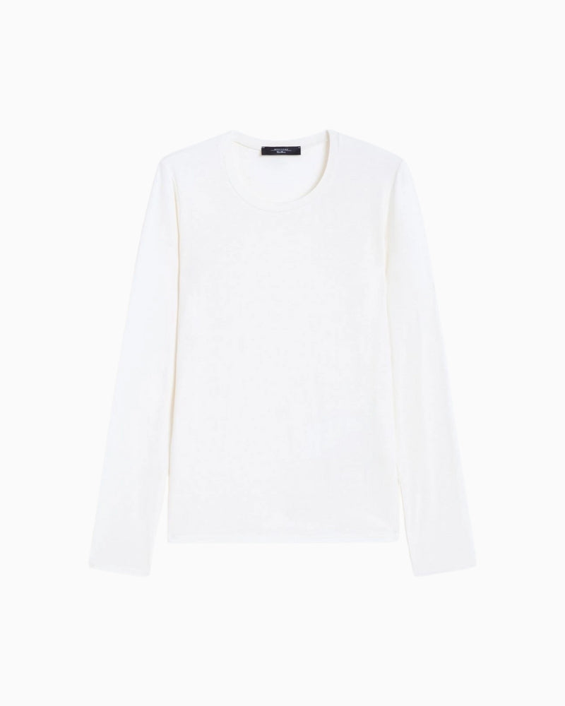 Slim fit women’s jersey top in cream with set-in sleeves