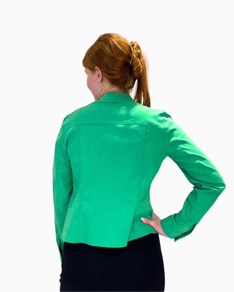 Back view of Robell Happy 09 white stretch jacket with fitted seams