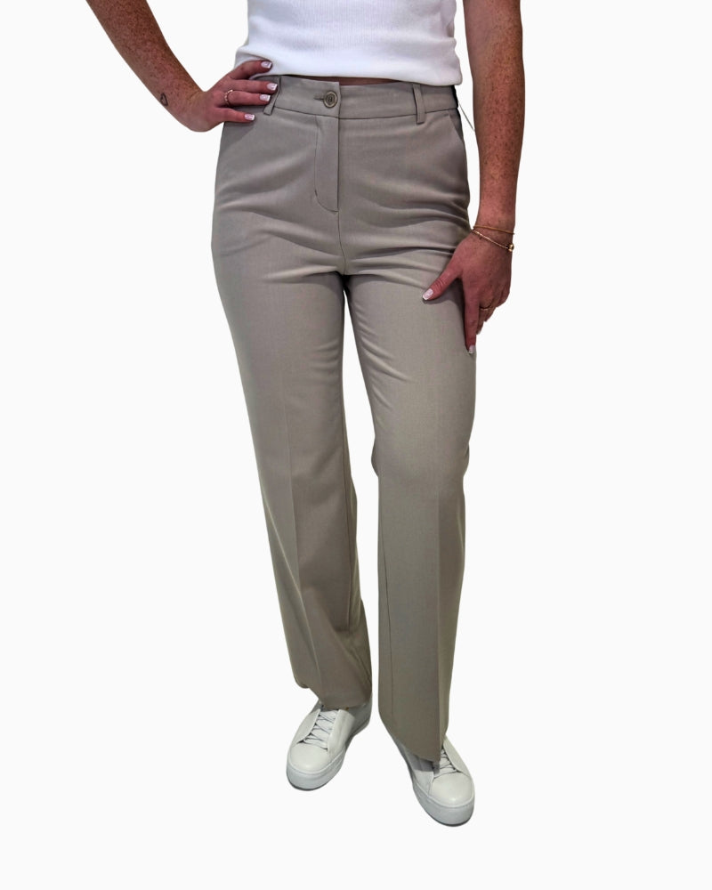 Front view of Robell Britt trousers in pale blue with straight-leg fit and stretch waistband