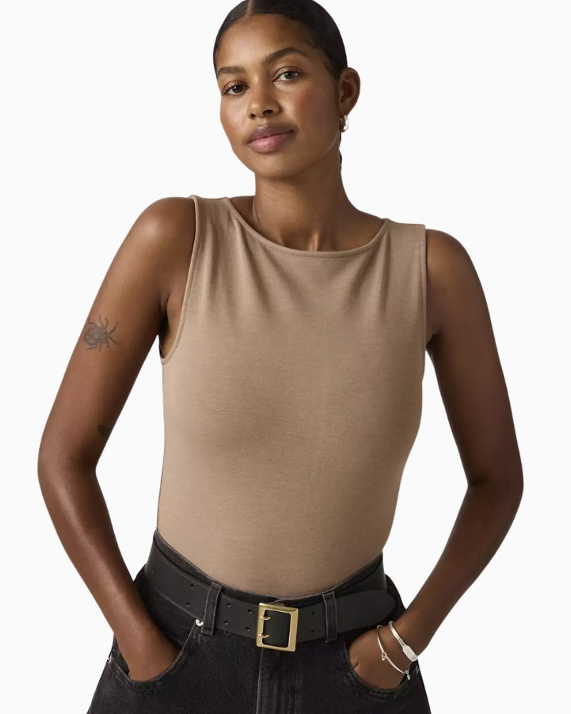 Levi's Blair Boatneck Top Pine Bark Beige front view