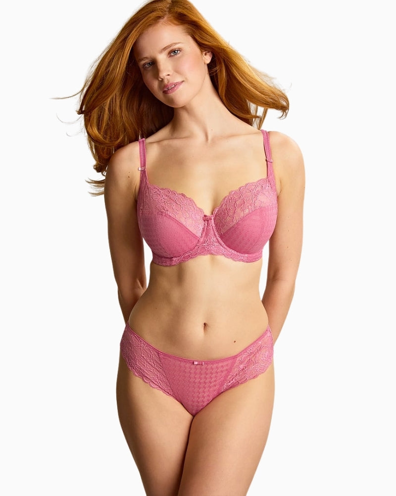 Panache Envy Brazilian Brief in Fuchsia Pink worn with matching bra