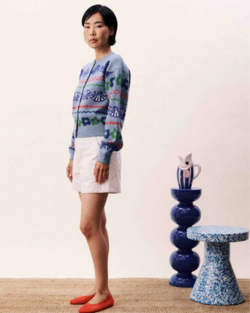 FRNCH Federica Light Blue Cardigan side view