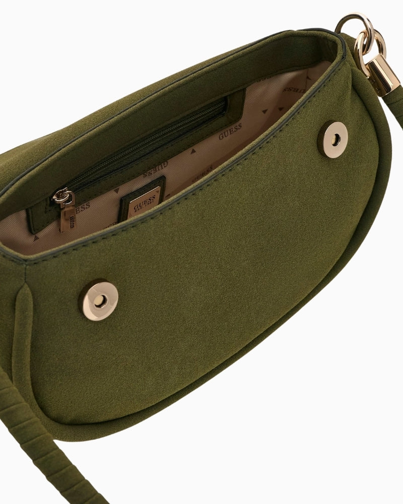 GUESS Danya Suede Shoulder Bag in Green Multi interior detail