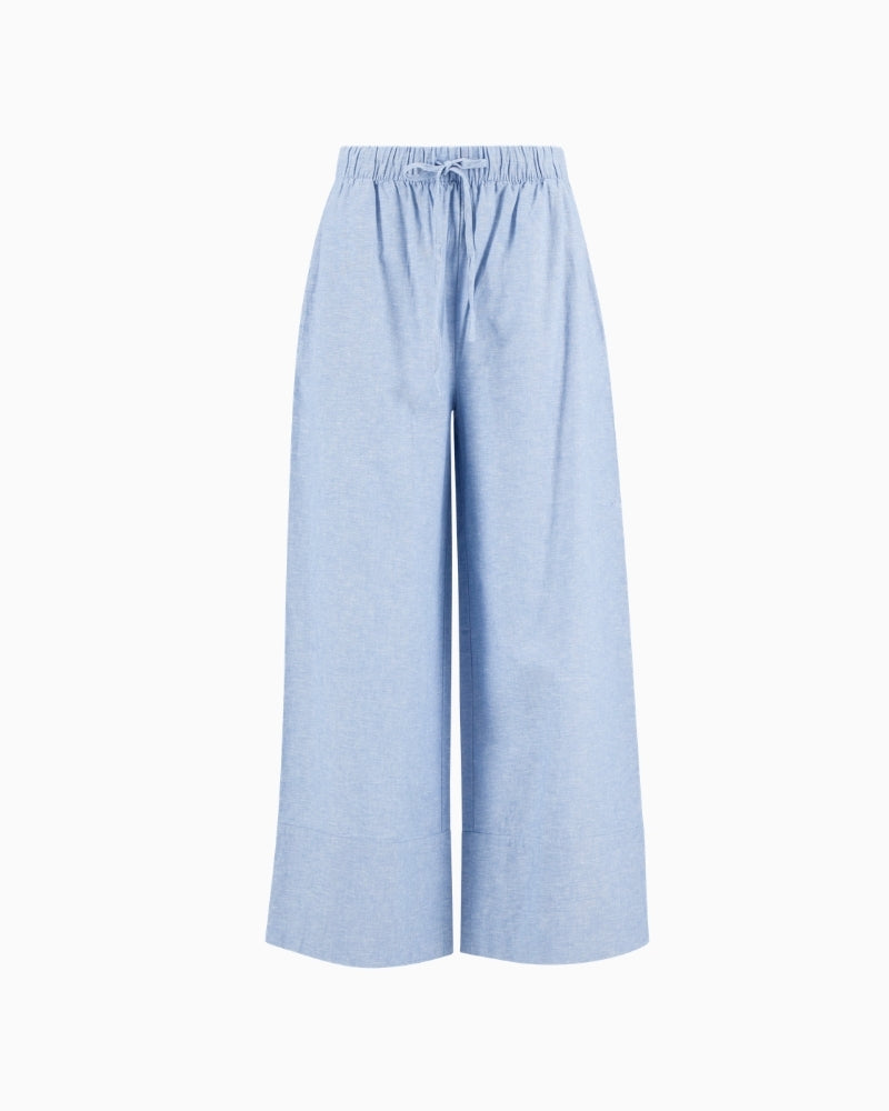 Barbour Josie wide-leg trousers light chambray front view