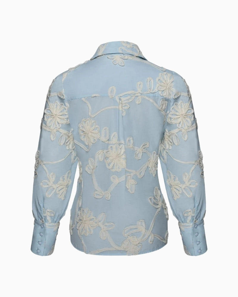 Kimara Jasmin Blouse 2 ciel blue blouse full back outfit view