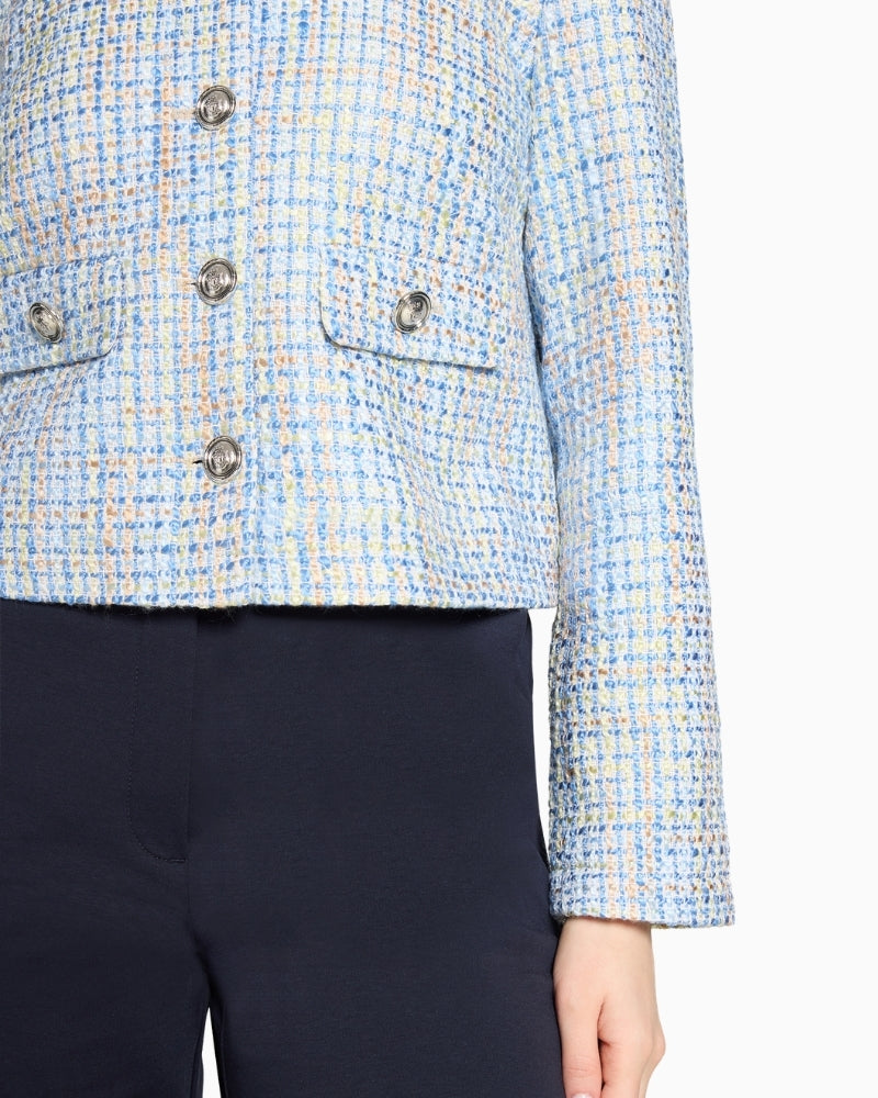 Betty Barclay green beige bouclé blazer jacket button front detail