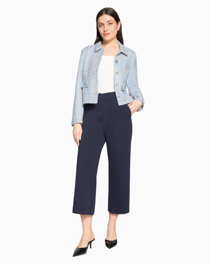 Betty Barclay green beige bouclé blazer jacket full outfit view