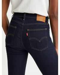 Levi's - High Rise Straight Jeans in Dark Denim - Close View
