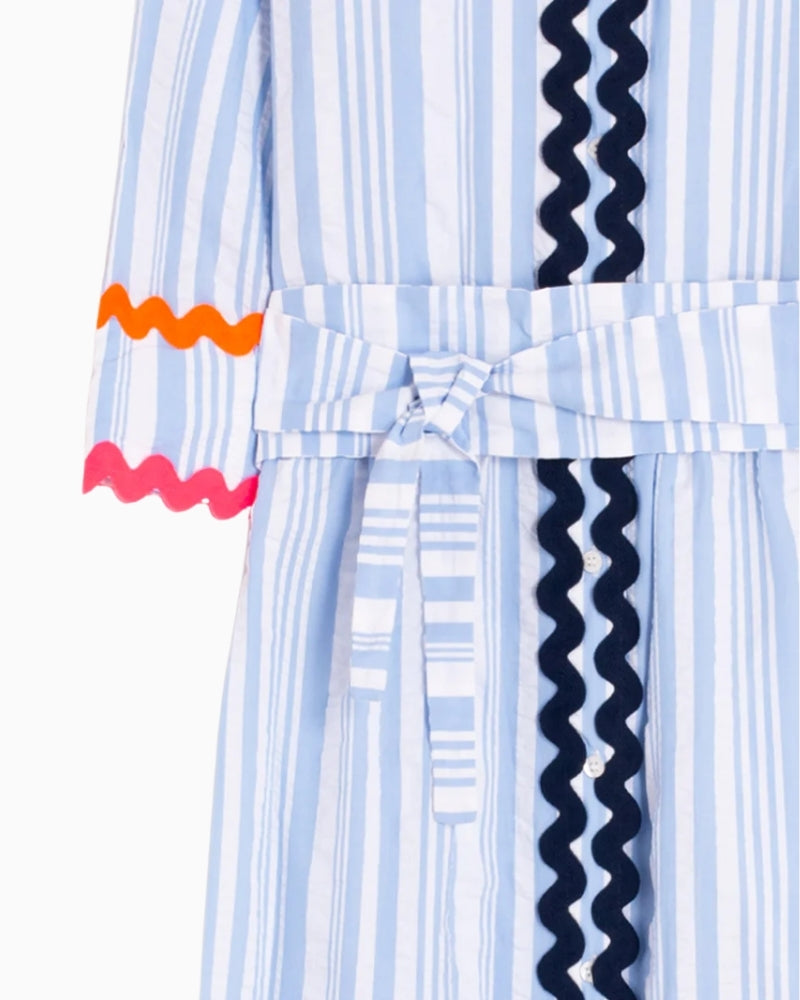 Vilagallo blue striped shirt dress with belt detail