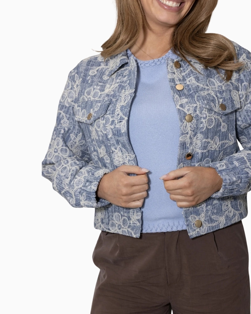 Kimara Lee Jacket Blue Denim button detail