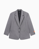 Front view of Alix soft grey grandad blazer with structured shoulders