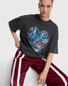 Front view of Alix photoprint T-shirt with round neckline and short sleeves