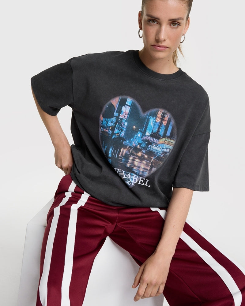 Front view of Alix photoprint T-shirt with round neckline and short sleeves