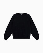 Front view of long-sleeve logo jumper with ribbed cuffs and hem