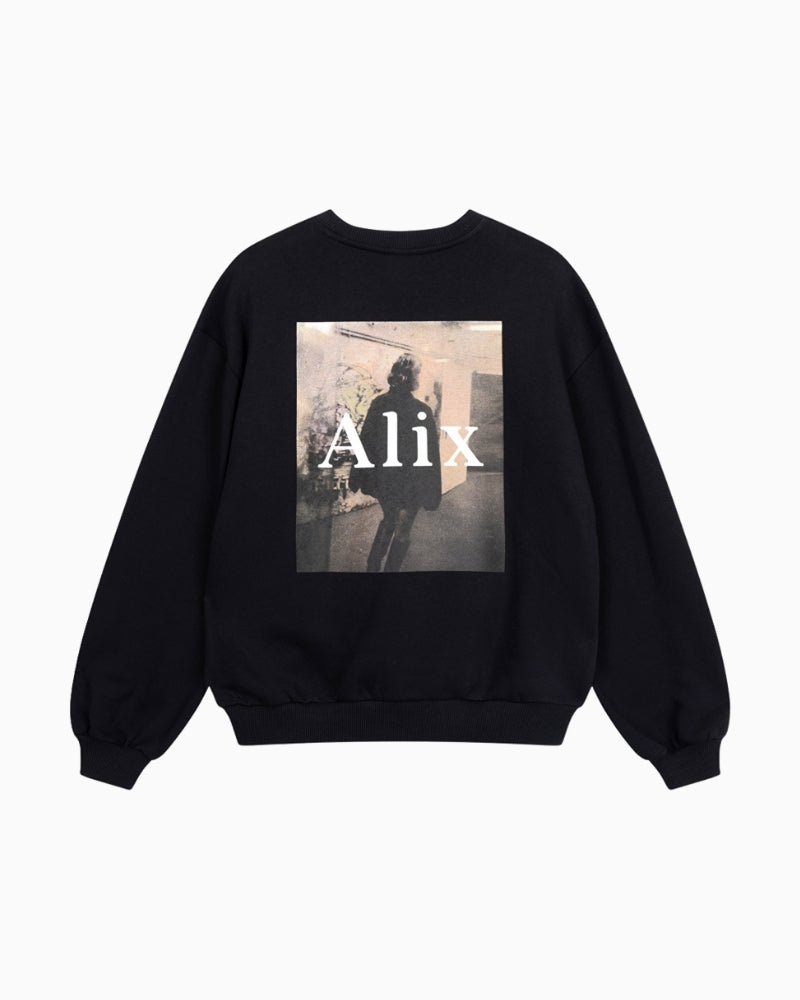 Back view of Alix photoprint sweater showing full back artwork