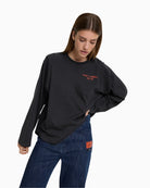 Charcoal grey raglan long sleeve by Alix The Label in soft cotton