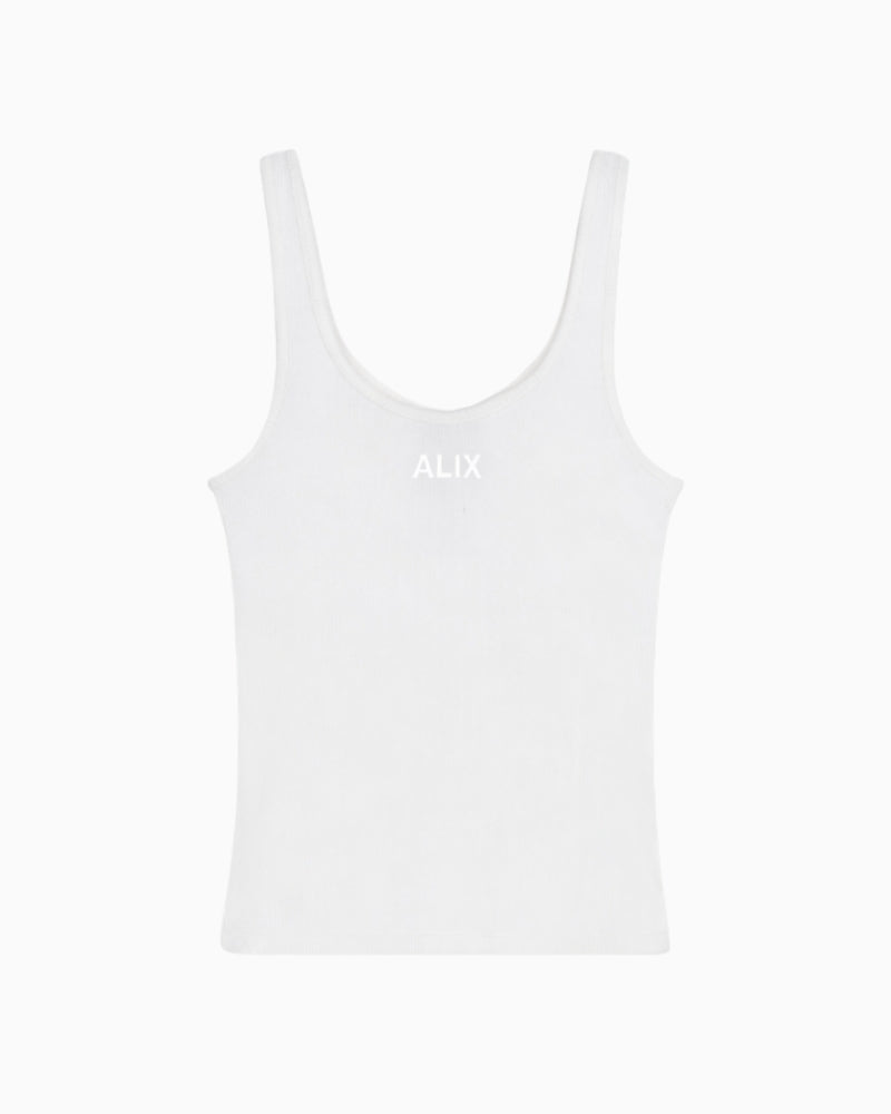 Alix The Label rib tank top soft white front view – Áines Boutique