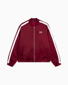 Bordeaux cropped sweat jacket by ALIX The Label with front zip and round neckline