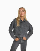 Alix The Label - Cropped Tape Denim Jacket