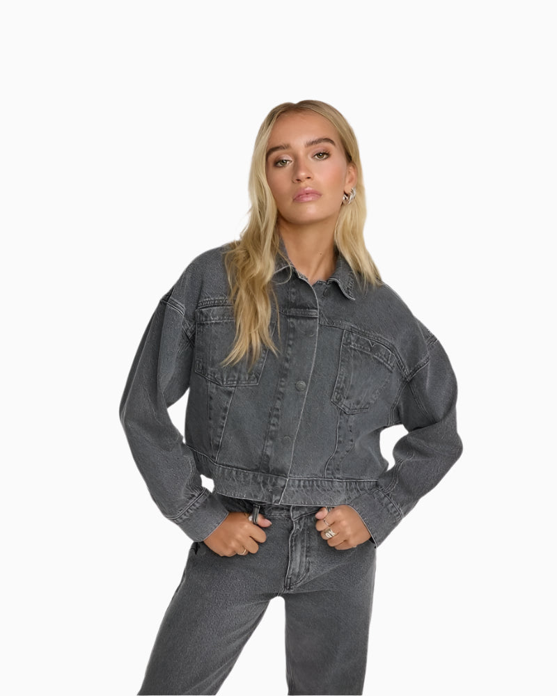 Alix The Label - Cropped Tape Denim Jacket