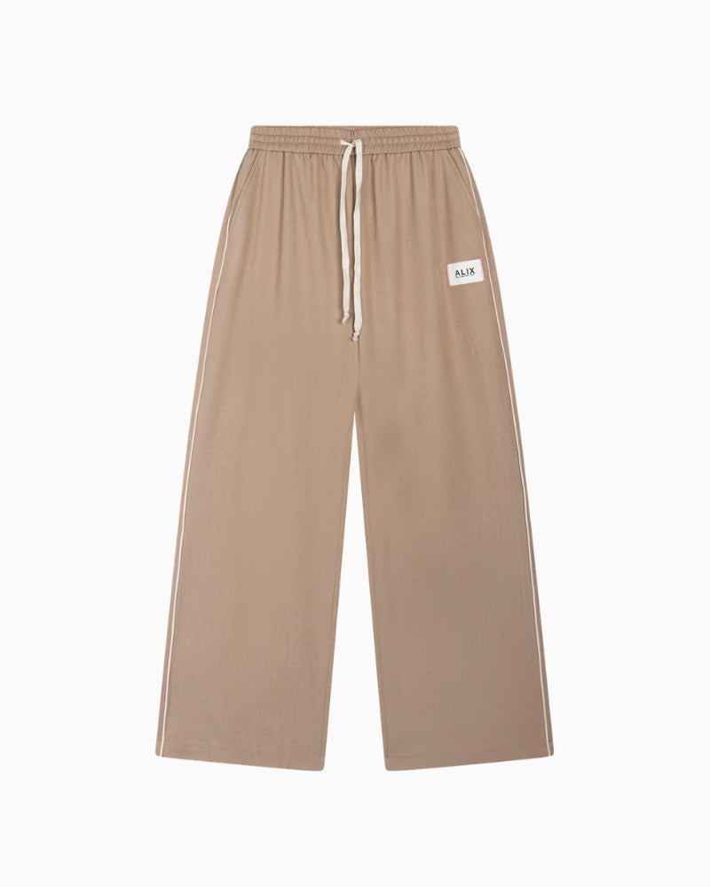 Alix The Label 2 Tone Pants camel waistband detail with drawstrings