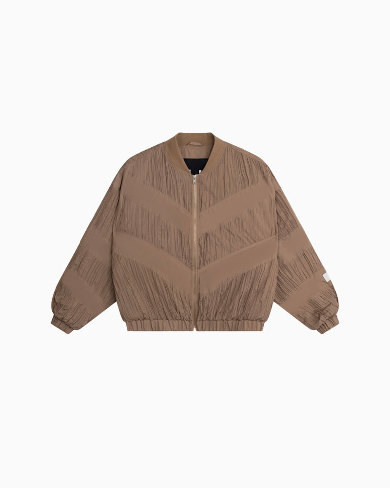 Alix The Label Plissé Bomber camel flat lay front view