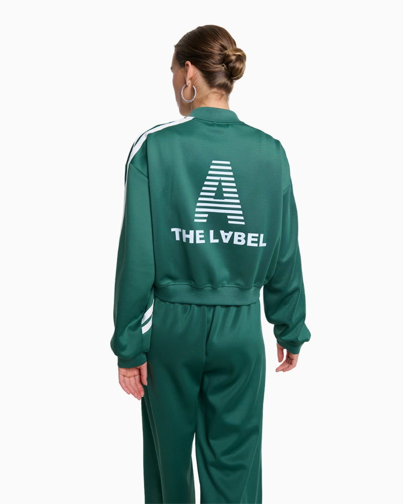 Alix The Label Tapes Training Jacket green back view with artwork