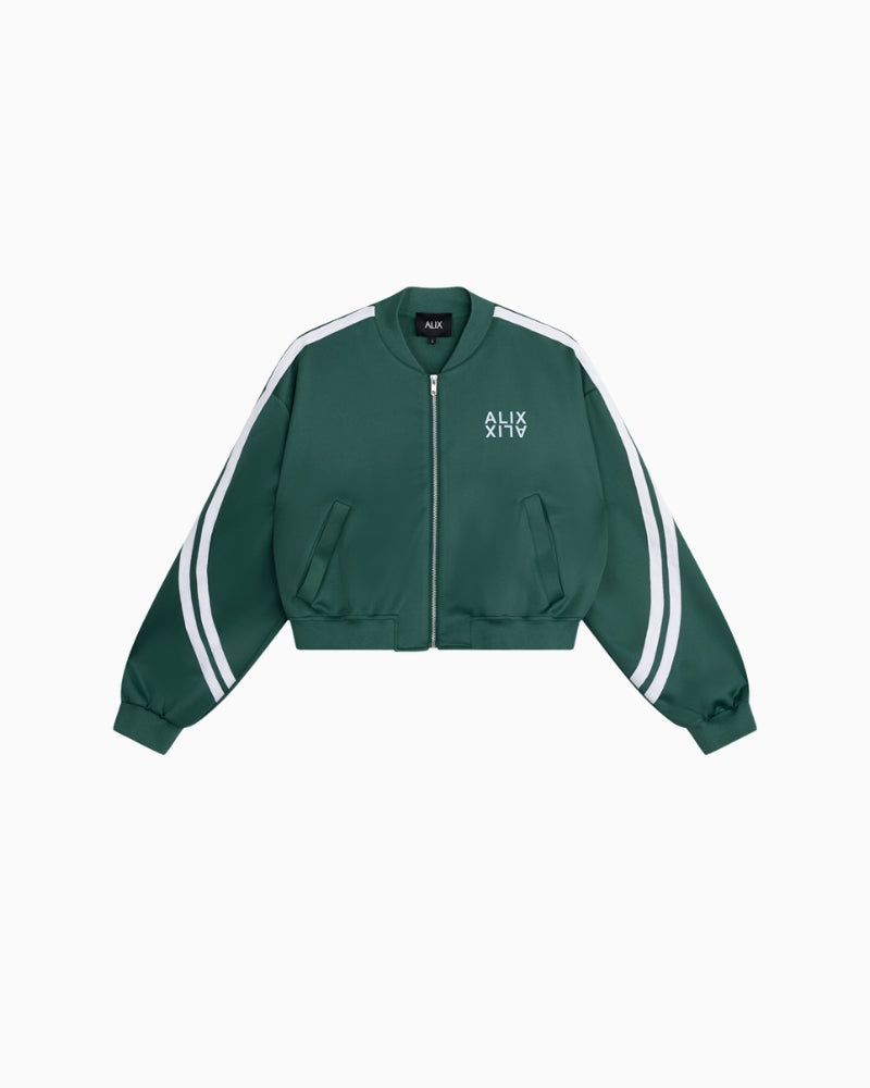 Alix The Label Tapes Training Jacket green chest logo detail