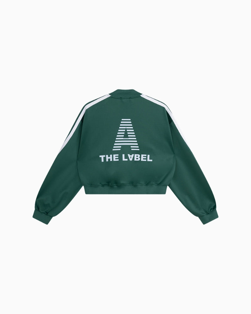 Alix The Label Tapes Training Jacket green flat lay back view with artwork