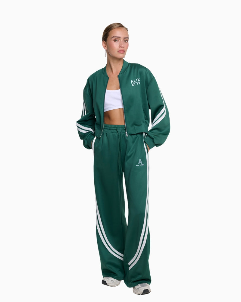 Alix The Label Tapes Training Jacket green front view on model