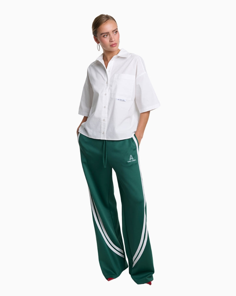 Alix The Label Tapes Training Pants green front detail with white tapes