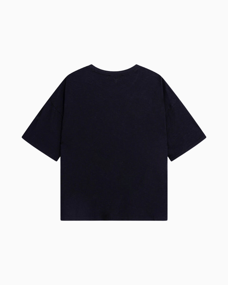 Alix The Label slub T-shirt black back view with embroidery