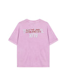 Flat lay back view of pink Alix the Label tee with subtle logo detail