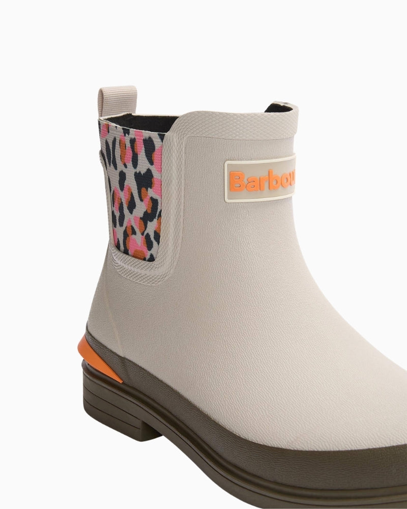 Close-up of Barbour Abbeyfield logo detail – Áines Boutique