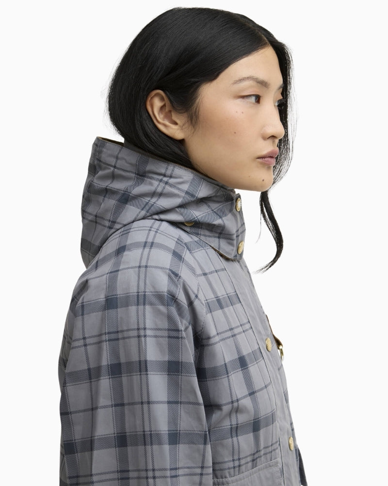 Barbour Carnforth tartan casual jacket grey side view – Áines Boutique