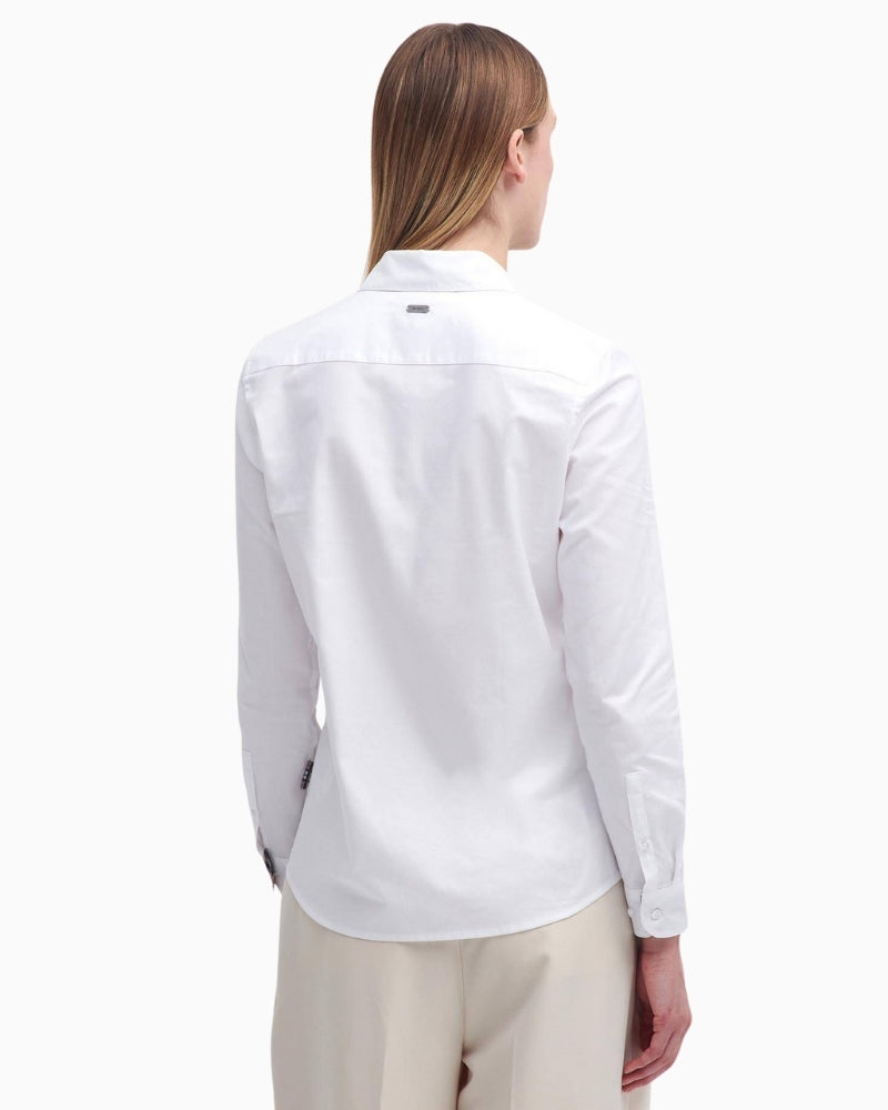 Barbour Derwent Long-Sleeved Shirt white back view – Áines Boutique