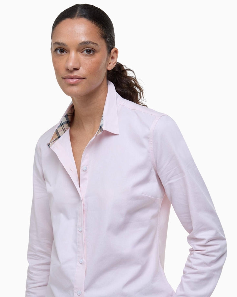 Barbour Derwent Long-Sleeved Shirt collar tartan detail – Áines Boutique