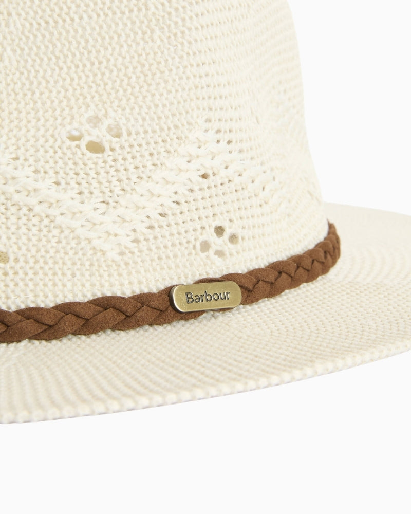 Barbour Flowerdale trilby hat cream front view – Áines Boutique