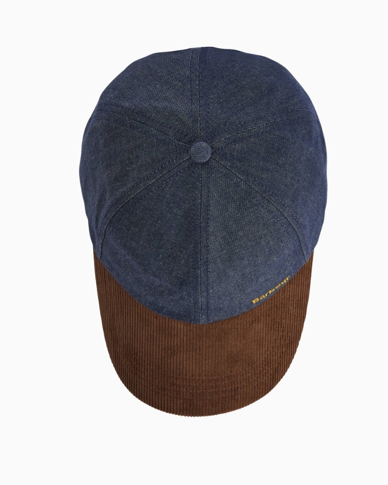 Barbour Mya denim cap on white background front view – Áines Boutique