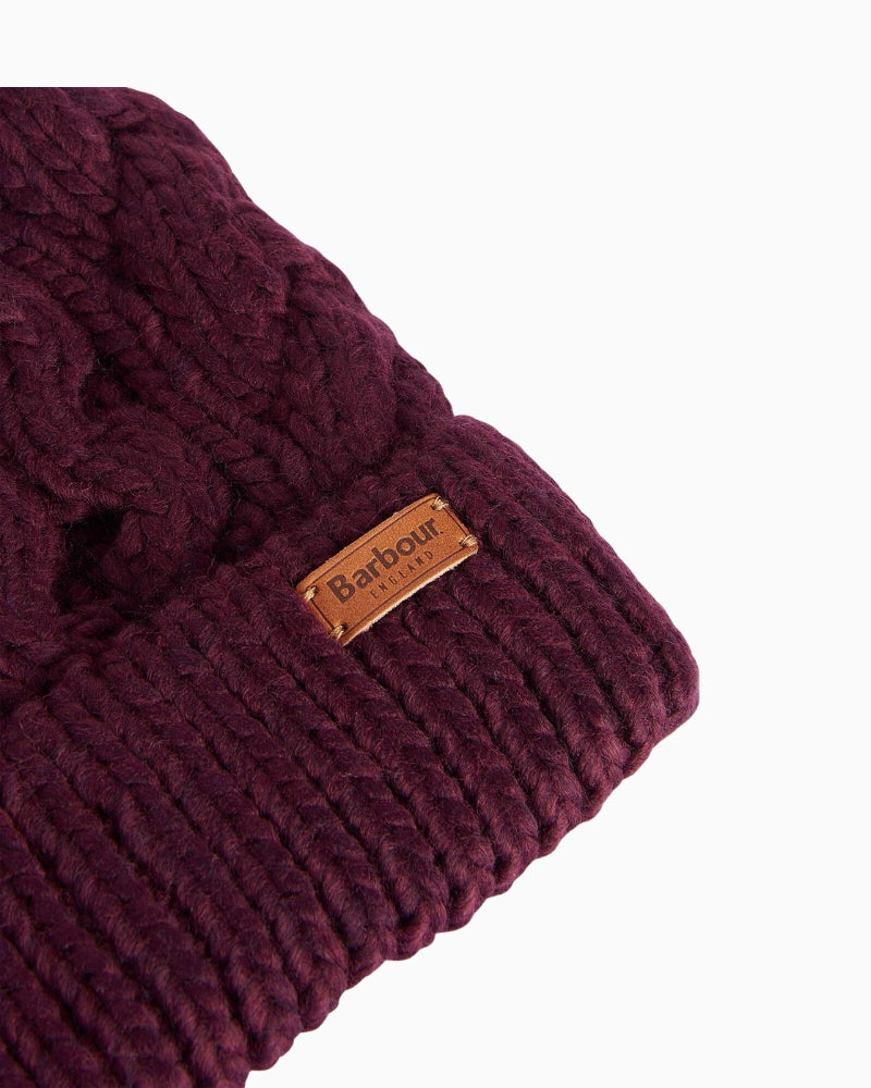 Barbour Penshaw beanie side view with branded tab – Áines Boutique