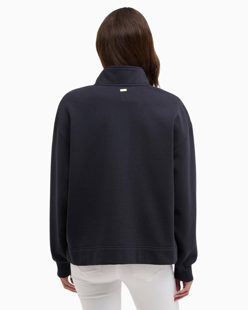 Barbour Zaria quarter zip jumper navy front view – Áines Boutique