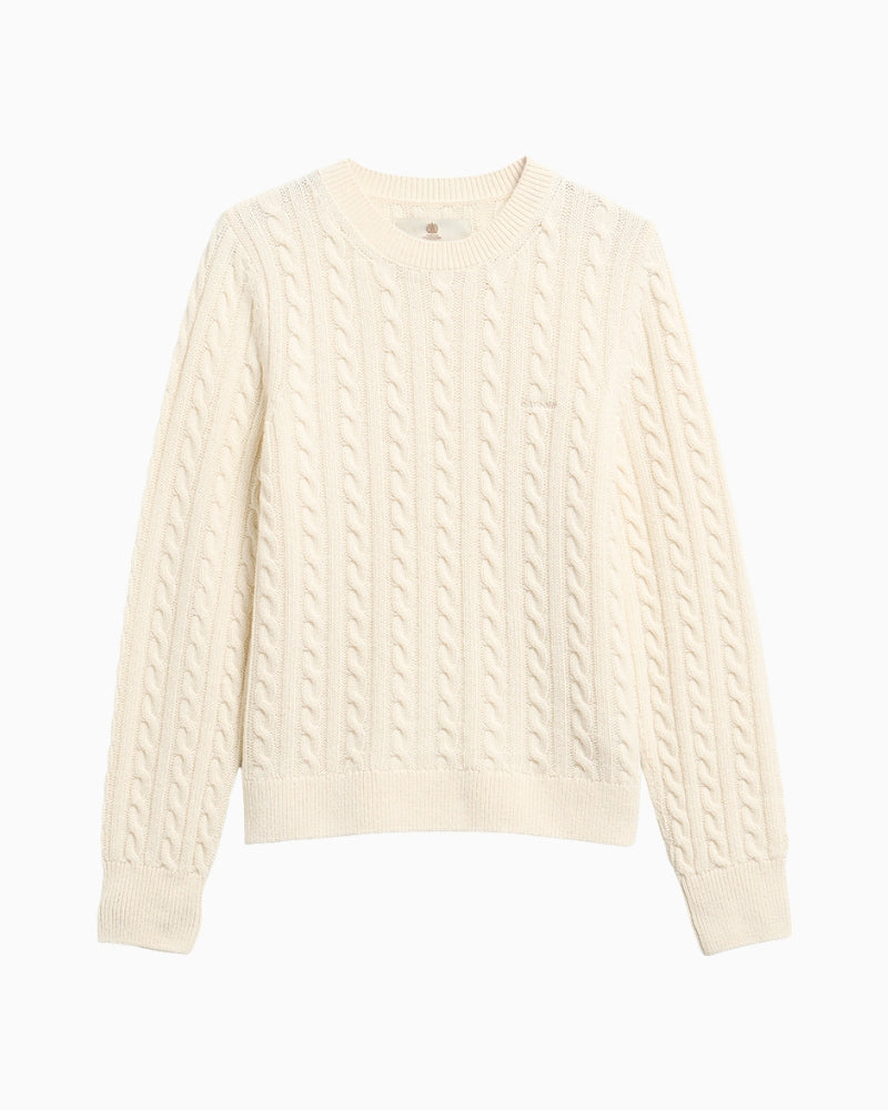 Barbour Ashdown Cable Knit Jumper Cream cable knit detail