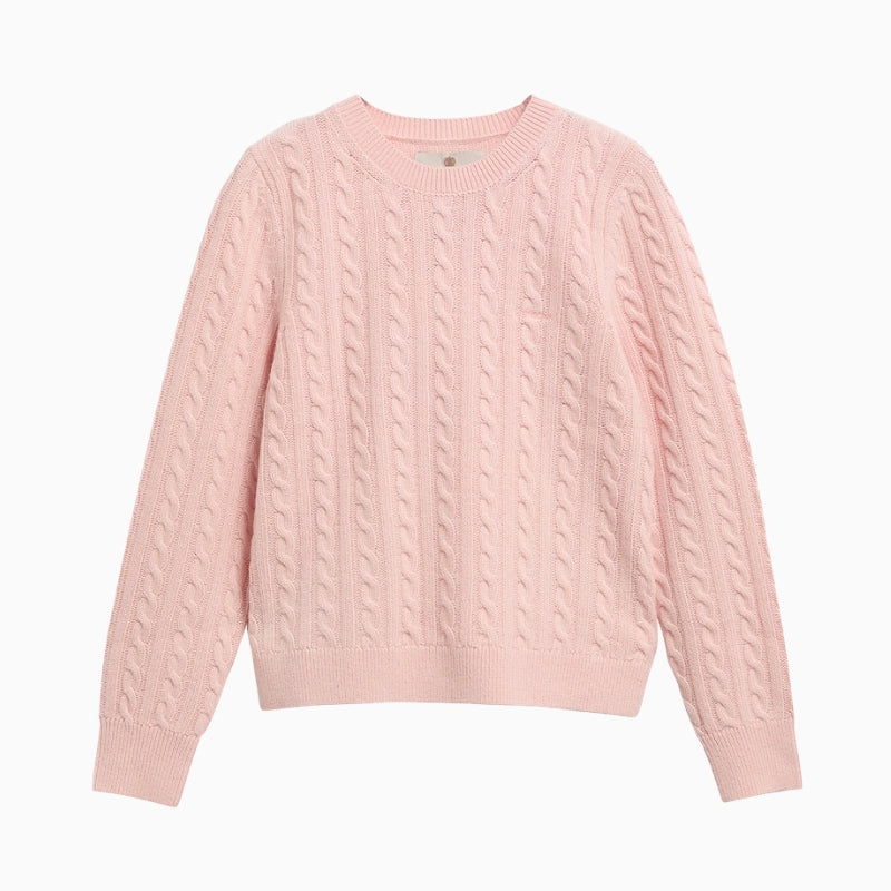 Barbour Ashdown Cable Knit Jumper Pale Pink front view