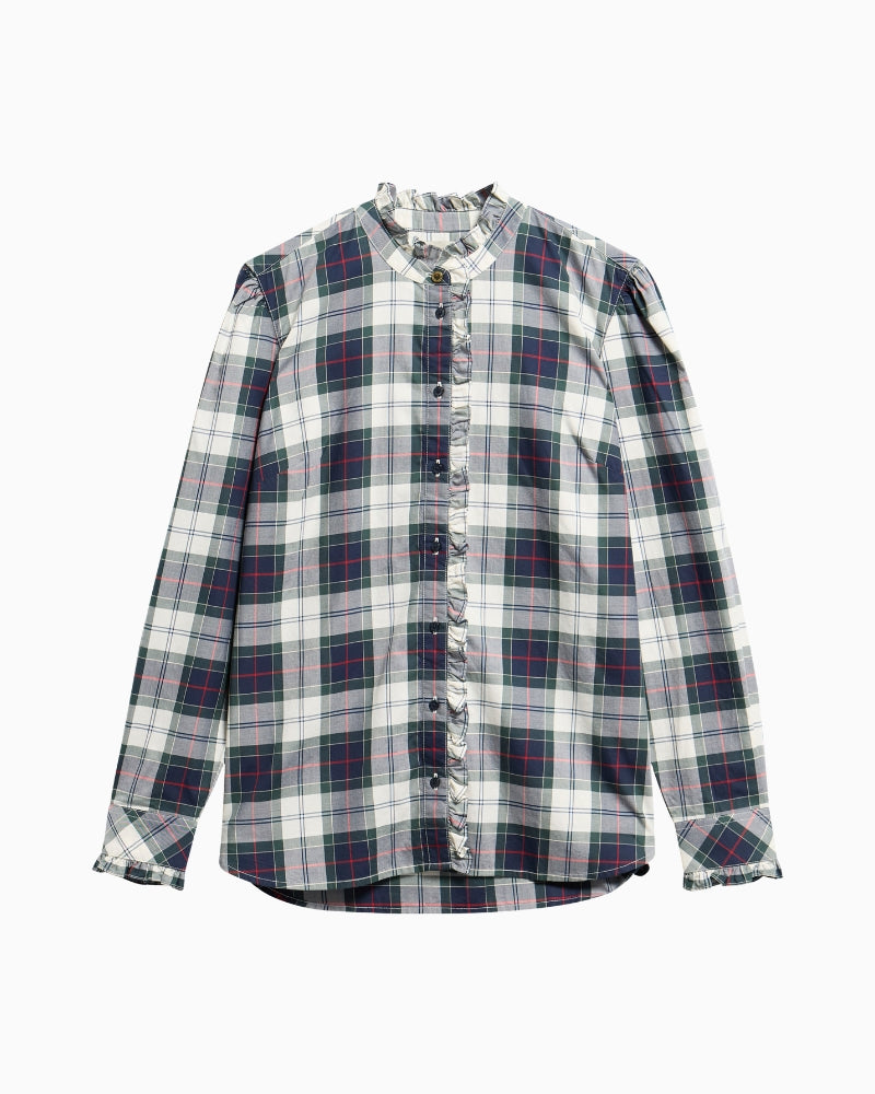 Barbour Aspen Shirt in forest green tartan front view