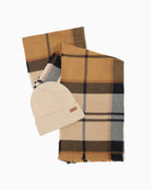 Barbour beige beanie and scarf gift set