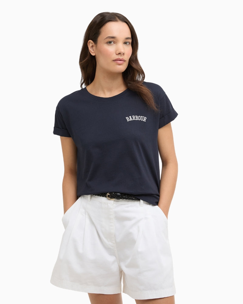 Barbour Bede T-shirt navy front view – Áines Boutique