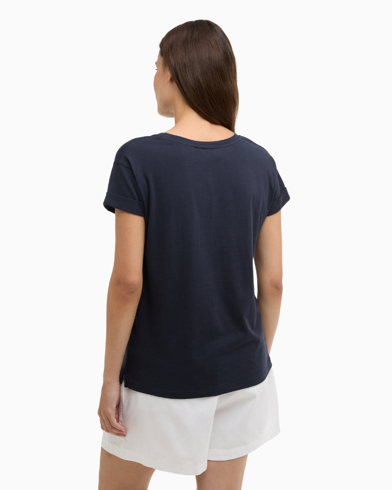 Barbour Bede T-shirt navy back view – Áines Boutique